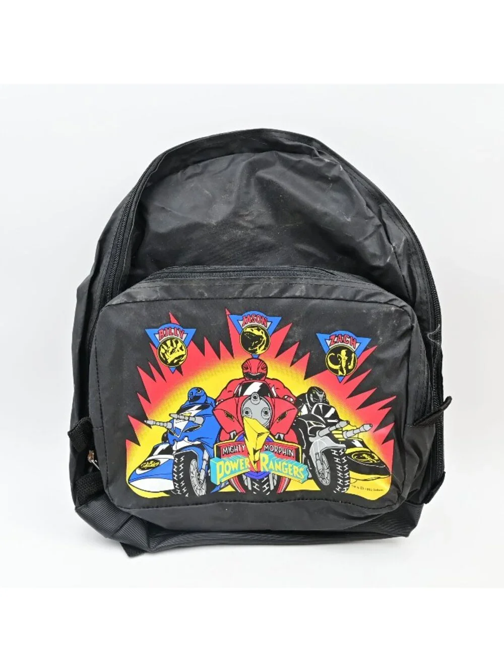 Mighty Morphin Power Rangers Black Backpack W/ Luncbox - Vintage 1993